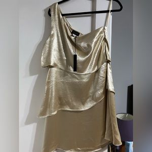 Gold One-shoulder Dress, NWT